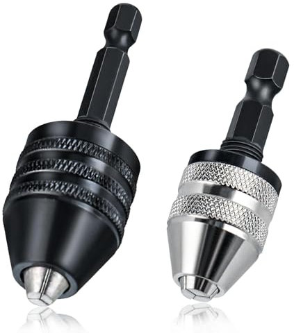 LEONTOOL 2Pcs Drill Chuck Adapter 1/4 Inch Hex Shank Keyless Drill Chuck for Impact Driver, 0.3-3.6mm, 0.6-8mm Quick Change Adapter Power Screwdriver Drill Adapter for Impact Drill Tool Attachment
