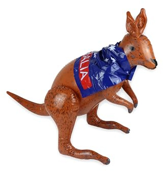 Henbrandt 24 x Inflatable Kangaroo with Australian Flag 70cm Blow Up Kangaroo Inflatable Toys Party Decorations Pool Party Photo Booth Props Football World Cup Fancy Dress Accessory