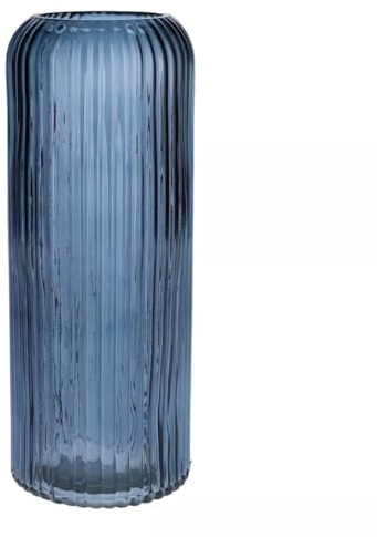 INNA-GLAS Dekovase ALBURGIS mit Rillen, Glas, blau-klar, 25cm, Ø10cm | Blumenvase