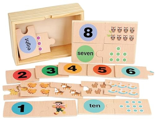 KUKUTrue Montessori Spielzeug 3 4 5 Jahre, Montessori Zahlen, Spiele ab 3 Jahren, Lernspiele, Kinder Holzpuzzle, Geschenk 3–5 Jahre Kinder Junge Mädchen