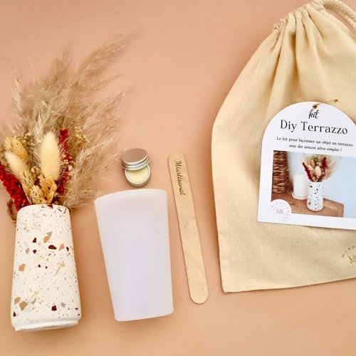 Miartisanat Terrazzo Jesmonite DIY Kit - Decorative Vase DIY | Eco Resin AC100 | Creative Gift Idea | Step by Step Guide Included - Terrazzo Autumn