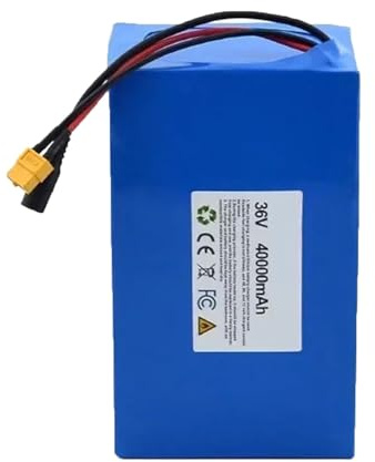 36V 40AH Batterie De Vélo Électrique 10S5P Batterie Lithium pour Trottinette Pliable Batterie De Rechange Boîtier en PVC étanche pour Électrique À Moteur 100W 350W 500W 36V 40Ah,T+DC