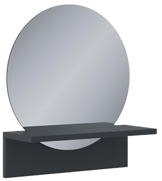 Vicco Badezimmerspiegel Elyra, Schwarz, 40 x 47.5 cm | mit Ablage, zur Wandmontage geeignet für Bad und Wohnbereiche
