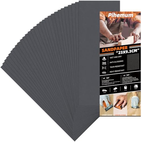 30 Papiers de Verre - 1200 Grains pour Bois, Métal et Carrosserie - Papier Abrasif Humide/Sec 23x9 cm - Idéal pour Ponçage & Finition Automobile et Meubles