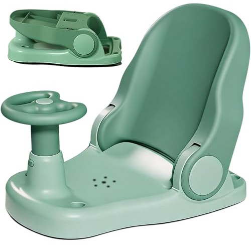 goldmiky Siege de Bain pour Bebe,Siege Bain Bebe Pliable Antidérapant,Vert | Anneau de Bain Bébé,Anneau de Bain Bébé,Bain Bebe Dossier Réglable avec 4 Ventosa Puissante pour Bébé à Partir de 6 Mois