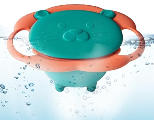 Bowl - Rotating Anti Spill Dish, 360 Degree Gyroscope Feeding Container with Protective Lid, Fun Interactive Snack Server, Ideal for Workplace Daycare Travel