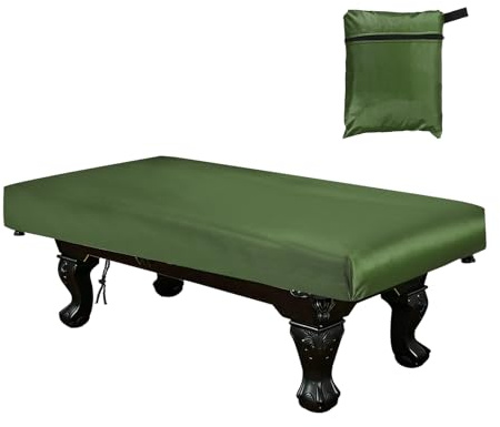 YELARXI Billiard Pool Table Cover, Waterproof Dustproof Billiards Accessories with Storage Bag, 9 ft & Oxford & Silver-Plated & Green - Fitting For(Snooker Billiard Table/Outdoor/Indoor)