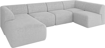 ALTDECOR Ecksofa in U-Form Corner Sofa Bett Eckcouch Couch L-Form Wohnlandschaft Cauchsofa MOVO 345x180x78 Hellgrau