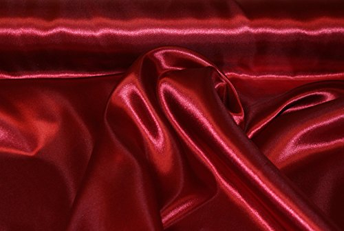 Stoff-Kollektion - Satin Stoff Meterware aus Polyester - Polyestersatin Glänzend & Doppelseitig 150cm breit – Ideal zum Nähen von Kostümen, für Bekleidung, als Dekostoff etc. - Bordeaux