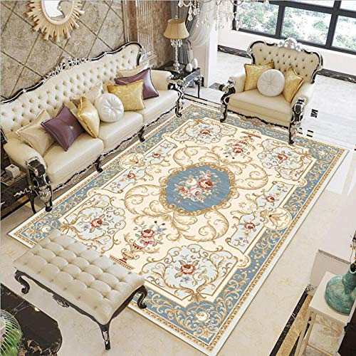 YQZS Teppich Schlafzimmer Teppich Orientteppich Hellblaues Beige Seitenmuster Ultra Soft Touch Snug Qualität,60X100Cm(23X39Inch)