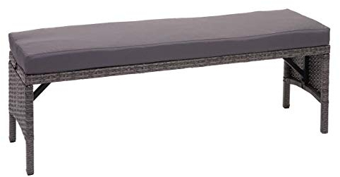 Mendler Poly-Rattan Sitzbank HWC-G16, Gartenbank Rattanbank, Gastronomie 112cm - grau, Kissen dunkelgrau