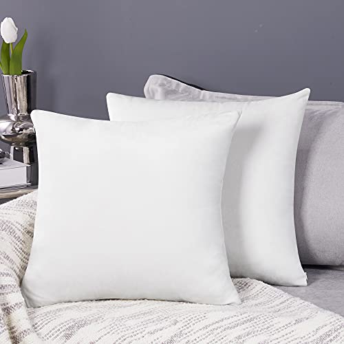 Deconovo Kissenbezug Samt Kissenbezüge Sofa Zierkissenbezüge Weich Kissenhülle Dekor Schlafzimmer Sofakissen Wohnzimmer Dekokissen Couch Kissenhüllen Büro, 40x40 cm, Weiß, 2er Set