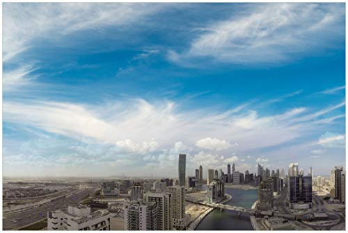Wallario selbstklebendes Poster - Panoramablick über Dubai, Aufkleber in Premiumqualität, Klebefolie Größe: 100 x 150 cm XXL-Poster