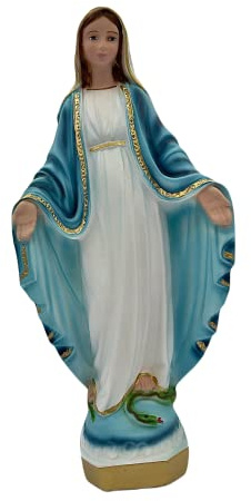 Statua Madonna Miracolosa in gesso fosforescente luminoso cm. 33
