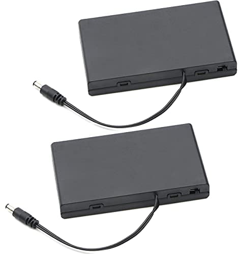 Greluma 2 pz portabatteria 12V 8xAA Scatola portabatterie in plastica con coperchio della custodia Interruttore ON/OFF con spina DC da 5,5 mm x 2,1 mm