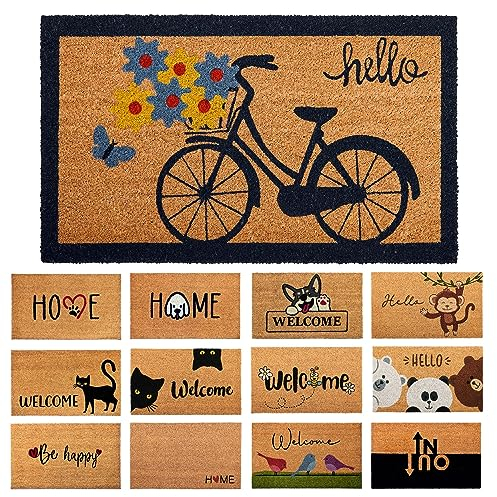 AMARU DOOR MATS Fußmatte Kokosfaser Fahrrad - 70x40cm - Willkommens Fussmatte mit Antirutsch PVC & Kokos Oberfläche - für Hauseingänge, Flure, Außentüren, Wohnaccessoires - Schlichtes Originaldesign