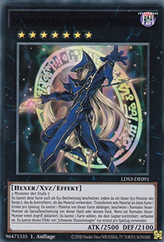 TCG LDS3-DE091 - Schwarzer Illusionsmagier - Ultra Rare - Deutsch - 1. Auflage - im Set mit Ultrapro Toploader - Yugioh