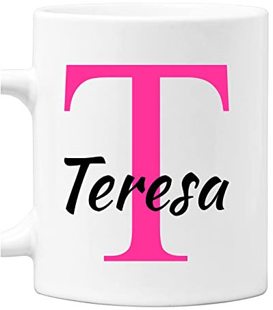Colorfamily Tazza Mug PERSONALIZZABILE con Iniziale e Nome - Lettera T - 100% ceramica