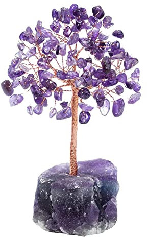 Keptfeet Albero di Ametista - Vere Pietre di Ametista Albero della Vita Feng Shui | Albero della Vita di Ametista per manifestare i Tuoi Sogni Avvolto con Filo di Rame