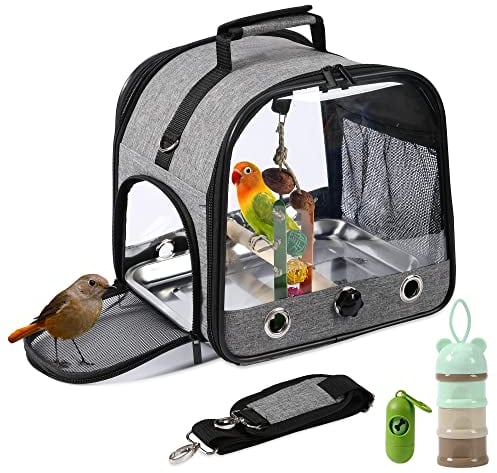 SUERTREE Transportbehälter für Vögel, Vogel transportbox, Vogelkäfig Wellensittich, tragbare Vogelträger Reisetasche, Transparent atmungsaktiver Reisekäfig für Haustiere