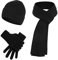 JIMACRO Winter 3set, Beanie Mütze Warme Knit Winterschal Thermo Touchscreen Handschuhe Set für Herren und Damen, Mütze Schal Handschuhe Set Mit Dick Fleece Innenfutter für Ski (Schwarz)
