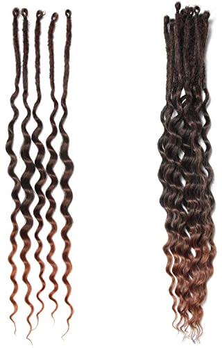 Curly Ended Thin 0.6cm Dreadlock Extensions 20 Inch Synthetic Wavy Dreadlocks SE Dreadlock Extensions Soft Pre-looped Dreads 15 Strands