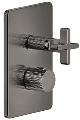Gessi Inciso Dusche Fertigmontageset, für UP-Thermostat, Ausgang separat anzusteuern, UPK 09269, 58236, Farbe: Metall Schwarz PVD