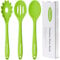Silicone Cooking Spoons, Heat Resistant Large Silicone Pasta Slotted Spoon Solid Basting Spoon set for Nonstick Cookware, BPA Free Black Kitchen Silicone Spoons set for Mixing, Serving, Draining Green