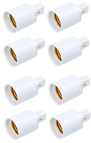 DOITOOL Supporto da 8 pezzi, G24 su E27 d, testa della lampada di conversione Cfl, attacco per lampada, presa elettrica, adattatore per lampada a tre E27 [materiale metallico]: spina in rame nichelato