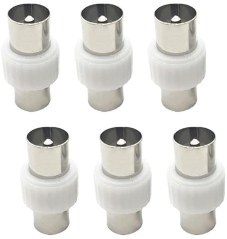 BINBXOQ 6 Pcs Male To Male TV Aerial Coaxial Coupler TV Aerial Coaxial Coupler Male to Male Coax Connector Male to Male RF Connector for TV Cable Coaxial Cable
