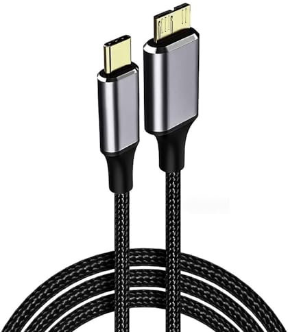 USB C to Micro B Cable 0.5M, Hard Drive Micro B to Type C Cable Nylon Braided Cord Compatible with Windows 2000/2003/XP/Vista/WIN 7SP1/Linux/IOS/Samsung Note3/S5, High-Speed 5Gbps Data Sync (1 Pack)