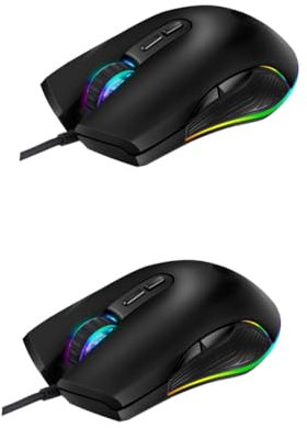 BESTonZON 2piezas Ratón Gaming USB Ergonómico Iluminación RGB Botones Ajustables Compatible Pc y Laptop para