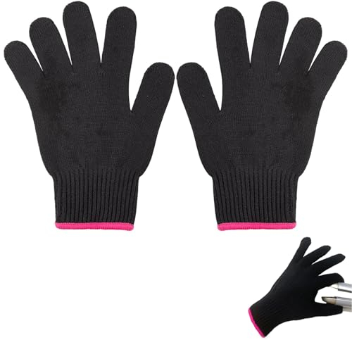 FAST-FX 2 pcs Heat Resistant Hair Styling Gloves, Professional Heat Resistant Gloves for Curling, Straightening and Perming, Ambidextrous, Black