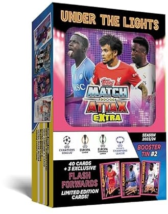Topps Match Attax Extra 2024 - Booster Tin (Flash Forwards) - 43 Match Attax Extra Karten inklusive 3 Flash Forwards Limited Edition Karten!, FS0004597-F-DE