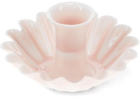 Emaille-Kerzenhalter Blume hoch - Rosa Metall Kerzenständer Vintage-Look für Kerzen bis Ø 2cm