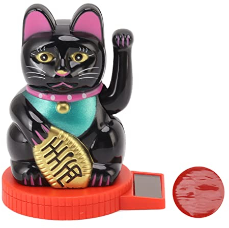 Bras Agitant De Chat Porte-Bonheur, Chat Agitant à énergie Solaire, Chat Japonais Maneki Neko, Chat Porte-Bonheur Chat De Fortune Solaire avec Patte De Main Agitée Feng Shui Décor De Chat Ondulant