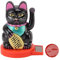 Cyrank Solarbetriebene Winkekatze, Winkende Glückskatze Mit Arm, Chinesische Glückskatze, Winkende Japanische Glückskatze Mit Winkender Hand Und Pfote nach Oben Zuwinkende Katzenstatue(Schwarz)