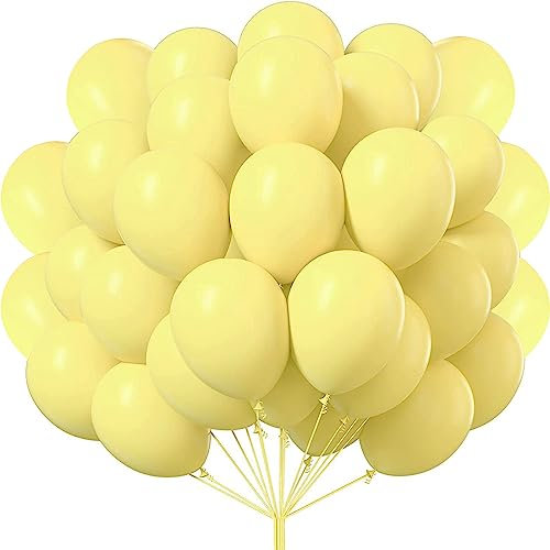 50 stück luftballons macaron gelb, 30 cm/12 zoll 100% Naturlatex, Luftballons Helium Geeignet, für Luftballons Geburtstag Hochzeit Girlande & Ballon Bogen Regenbogen Party deko