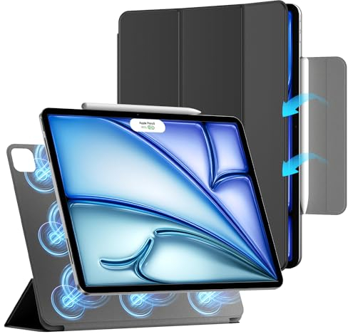 ZtotopCases Hülle für iPad Air 13 Zoll Hülle M3/M2 (2025/2024) & iPad Pro 12.9 2022/2021/2020,Leistungsstarke Magnetische,Ultradünne,Leichte Schutzhülle mit Auto Schlaf-/Weckfunktion, Schwarz