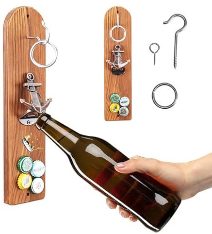 Tulov Flaschenöffner Wand, Flaschenöffner mit Magnet, Hölzerner Wandmontierter Bieröffner, Geschenkideen für Männer, Weihnachtsgeschenke
