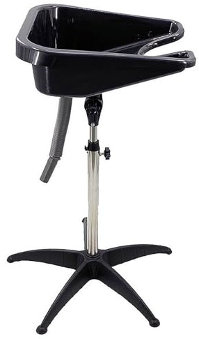Bac à shampoing de coiffeur mobile réglable en hauteur, portable pour la maison, le salon, le salon de coiffure, noir