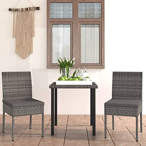 ShGaxin 3-TLG. Garten-Essgruppe Poly Rattan Grau, Esstisch Mit Stühlen Set, Gartenmöbel Sitzgruppe, Balkon Möbel, Gartenlounge Set, Terrassenmöbel, Balkonmöbel Set - 3065699