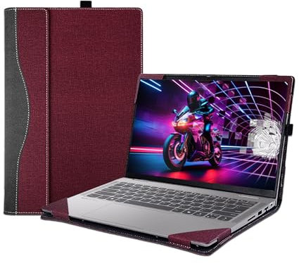 Laptop Case Cover for 14 inch Lenovo Yoga 7 2-in-1 14AHP9 /14IML9[not for Yoga Pro 7 Series],PU Leather Notebook PC Protective Sleeve with Pen Holder (Burgundy)