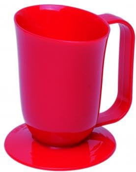 Generisch Dysphagie-Becher mit Standfuß, Trinkhilfe für Schluckbeschwerden, Rot