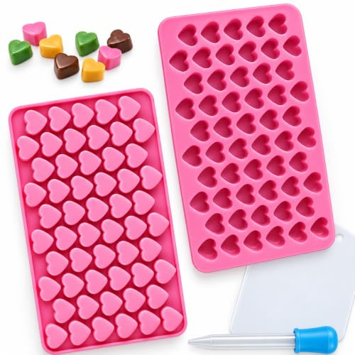 ENBRWAS Silikonformen in Herzform, antihaftbeschichtet, lebensmittelecht, für Valentinstag, Wachsschmelzen, Eiswürfel, Gummi und Bastelarbeiten, 2 Stück