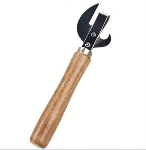 Alikworld Stainless‑Steel Side‑Cut Can Opener with Ergonomic Wood Handle – Kitchen, Camping & Emergency Prep Tool