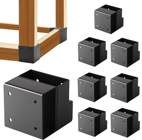 8pcs Heavy Duty Workbench Bracket Kit Carbon Steel 3-Way Right Angle Corner | Brackets for DIY Custom Workbench, Shelving, Work Table Fits 2x4 (Actual 1.5x3.5) Wood Black