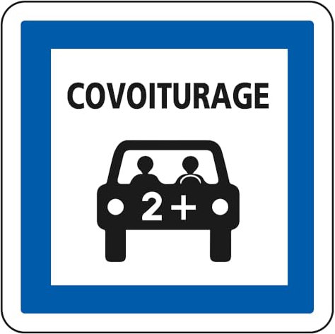 Panneau d'indication des services Aire ou parking de covoiturage CE52 Signalisation Carré Fond blanc BRETAGNE Panneau Securite Routiere