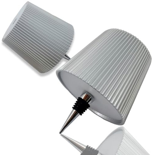 Générique Lampe bouteille sans fil, Lampe pour bouteille 2 pièces, abat-jour de lampe de table tactile à 3 couleurs, dimmable et rechargeable, pour restaurant, bar (Argent)