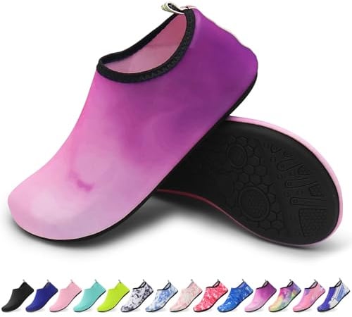 KATLKIU Chaussures de Plage Homme Femme – Chaussons Aqua Antidérapants pour Piscine, Mer, Surf, Sport Nautique – Ultra Légers & Séchage Rapide, Gradient Dazzle 40/41 EU